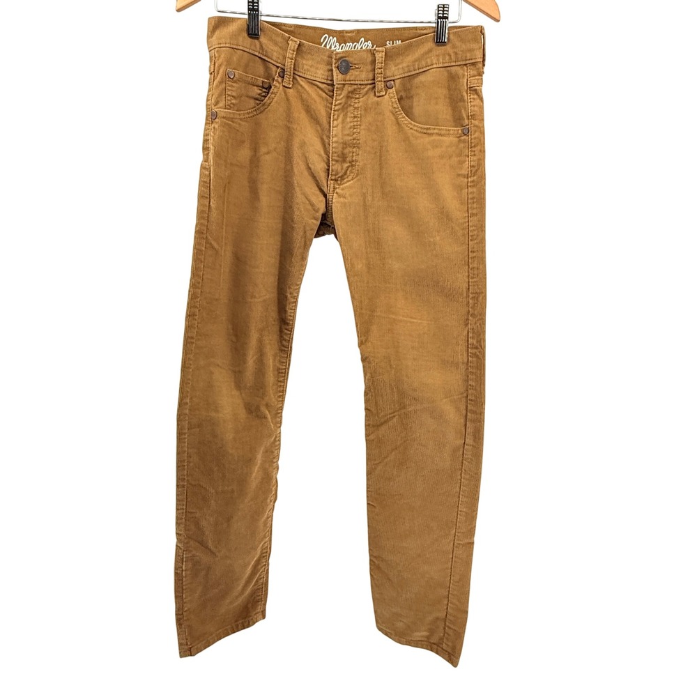 Wrangler Slim Fit‎ Tan Corduroy Pants Mens Size 30x30